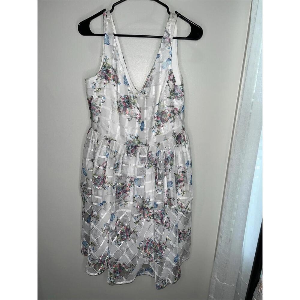 Maeve for Anthropologie Peony Garden White Floral Print Mini Dress Size 12 NWT